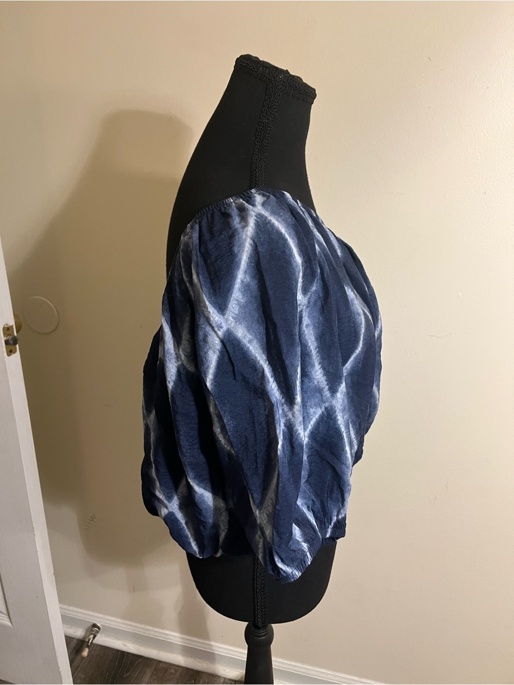 Banana Republic One-Shoulder Navy Tie-Dye Blouse - Picture 5 of 7